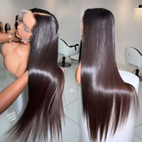 Pelucas de Cabello Humano Liso Espejo, 180% de Densidad, Pelucas con Frente de Encaje HD, Pelucas de Cabello Vietnamita Virgen para Mujeres Negras