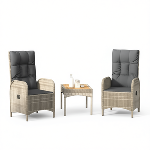 Ensemble de salon de jardin gris en rotin, 2 places, avec coussins, mobilier d'extérieur au design contemporain - Product Image 1