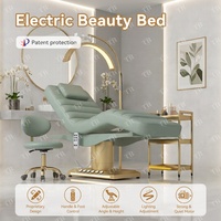 Lit de spa électrique moderne Turri avec 3 moteurs, commande par pédale, design pliable en acier inoxydable pour les soins de beauté du visage, la massothérapie