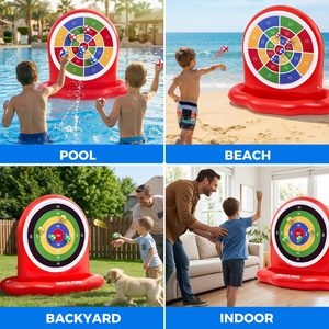 <b>Inflatable</b> Dartboard <b>Pool</b> Game with Sticky Balls, Multi-Score Target - Product Image 6