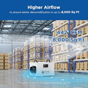 Déshumidificateur commercial Moiswell Defender MP100, nouveau modèle, 235 pintes/jour, débit d'air de 335 CFM |   Tuyau de drainage pour pompe à eau destiné aux sous-sols et espaces étroits - Product Image 4