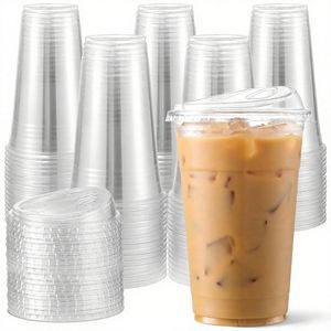 1000 gobelets transparents jetables de 16 oz sans paille, résistants aux chocs, sans BPA, pour café glacé et bubble tea - Product Image 1