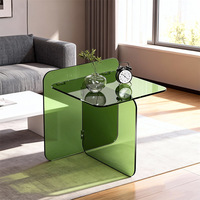 Table basse en acrylique vert pour la décoration de la maison, table d'appoint minimaliste pour le salon, design simple, meubles
