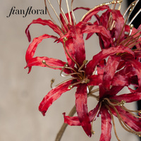 Bunga Lycoris Radiata Buatan Grosir, Plastik Realistis, Batang Emas, Biodegradable, Glitter di Tengah, Gaya Alami, Buatan Tangan
