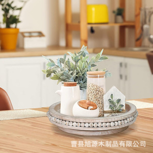 Plateau rond en bois pour bougies et aromathérapie, plateau à gâteau de restaurant, plateau à perles en bois, rotatif - Product Image 1