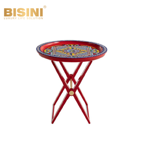 Bàn bên đơn giản gia đình Bàn tròn nhỏ tinh tế thời trang hoa văn đầy màu sắc Bàn gấp màu đỏ hiện đại - Product Image 1