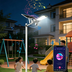 ไฟถนนโซลาร์เซลล์ออลอินวัน 600W IP65 พร้อมกล้องวงจรปิดและระบบควบคุมผ่านแอปพลิเคชัน สำหรับให้แสงสว่างเพื่อความปลอดภัยในพื้นที่จอดรถ - Product Image 1