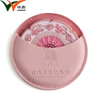 Miroir de poche en métal rose émaillé doux, motif fleur unique, tendance