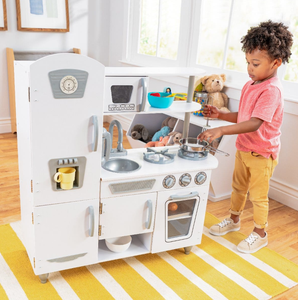 Cuisine miniature en bois blanc vintage américaine classique, ensemble de jeu interactif pour tout-petits, jeu de rôle en cuisine - Product Image 6