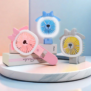 Portable Handheld LED Fan With <b>Foldable</b> Design Rechargeable Battery 2W DC Motor Button Control For <b>Desk</b> Or Outdoor Use - Product Image 1