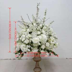 Centrotavola DKB Super Grande con Sfera di Fiori da 100cm, Composizione Personalizzata di <span class=keywords><strong>Rose</strong></span> Bianche e Ortensie in Seta per Matrimoni, Compleanni ed Eventi - Product Image 3
