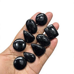 Pierres précieuses en vrac d'obsidienne noire naturelle, cabochons bruts, pierres concassées toutes formes, pour la lithothérapie, prix de gros, bijoux FAIJAN GEMS - Product Image 1