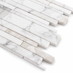Carrelage en mosaïque linéaire en marbre blanc, carrelage mural en mosaïque de marbre naturel, carrelage de crédence en marbre blanc de luxe - Product Image 3