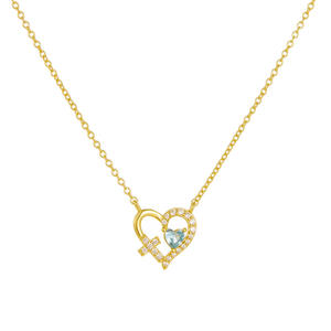 Collar con Colgante de Plata 925 al por Mayor, Diseño Geométrico de Amor Eterno, Brillante, con Cruz y Corazón, Piedras Preciosas, Cadenas de Estrás, Joyería Impermeable - Product Image 1