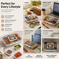 Boîte à lunch portable 304 avec poignée et minuteur, 8 compartiments, récipient alimentaire hermétique multiple pour pique-nique, travail, école, ensemble bento