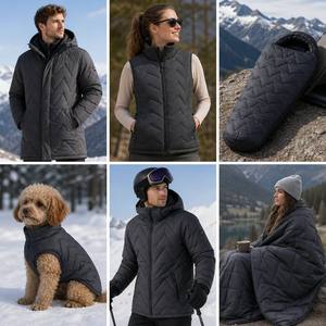 <span class=keywords><strong>Tessuto</strong></span> Imbottito Impermeabile in Taffetà 100% Poliestere <span class=keywords><strong>Trapuntato</strong></span> a V Grigio Antracite Personalizzato per Cappotti Invernali, Gilet e Sacchi a Pelo - Product Image 5