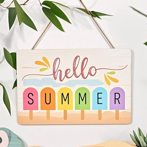 KingWin <b>Summer</b> <b>Hello</b> Wooden Wall Hanging Decor Rectangle Shape Living Room Home Office Decoration Gift For <b>Summer</b> - Product Image 3