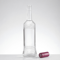 À motifs rond long cou bouchon à vis bouteille en verre clair vide vodka liqueur gin rhum tequila whisky brandy spiritueux bouteille en verre