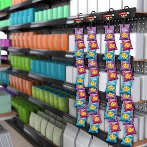 Présentoir suspendu pour supermarché Présentoir en plastique à copeaux métalliques - Product Image 6