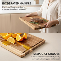 Planche à découper en bois d'acacia massif avec support, planche à découper en bois pour charcuterie, fromage, steak, pizza, vente en gros pour la cuisine