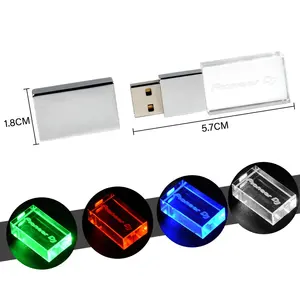 Transparent crystal luminous U disk acrylic custom LOGO office car gift usb flash drive 1tb Pen drive 3D creative with key ring