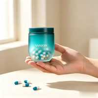 Bouteilles de luxe vertes de 250 ml en verre dépoli pour compléments alimentaires, poudre de protéines, emballage à large ouverture pour capsules de probiotiques féminines