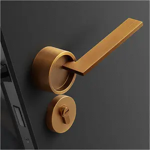 Set di serratura divisa all'ingrosso Deema in legno maniglia della porta in lega di zinco nero serratura della porta