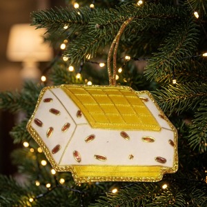 Beautiful Handmade Zari Embroidery Beaded Christmas Tree Ornament Stonecraft International ZAR054 Modern Style Rectangle Shape - Product Image 3