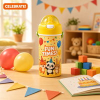 Bouteille d'eau sport pour enfants personnalisable, écologique, sans BPA, sans danger pour les aliments, avec paille et couvercle