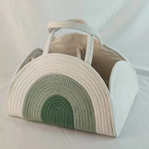 Cotton <strong>Rope</strong> Baby Diaper Caddy Organizer <strong>Basket</strong> Large Baby Shower Caddy Nursery Bin Newborn Essentials <strong>Basket</strong> With Handle - Product Image 5
