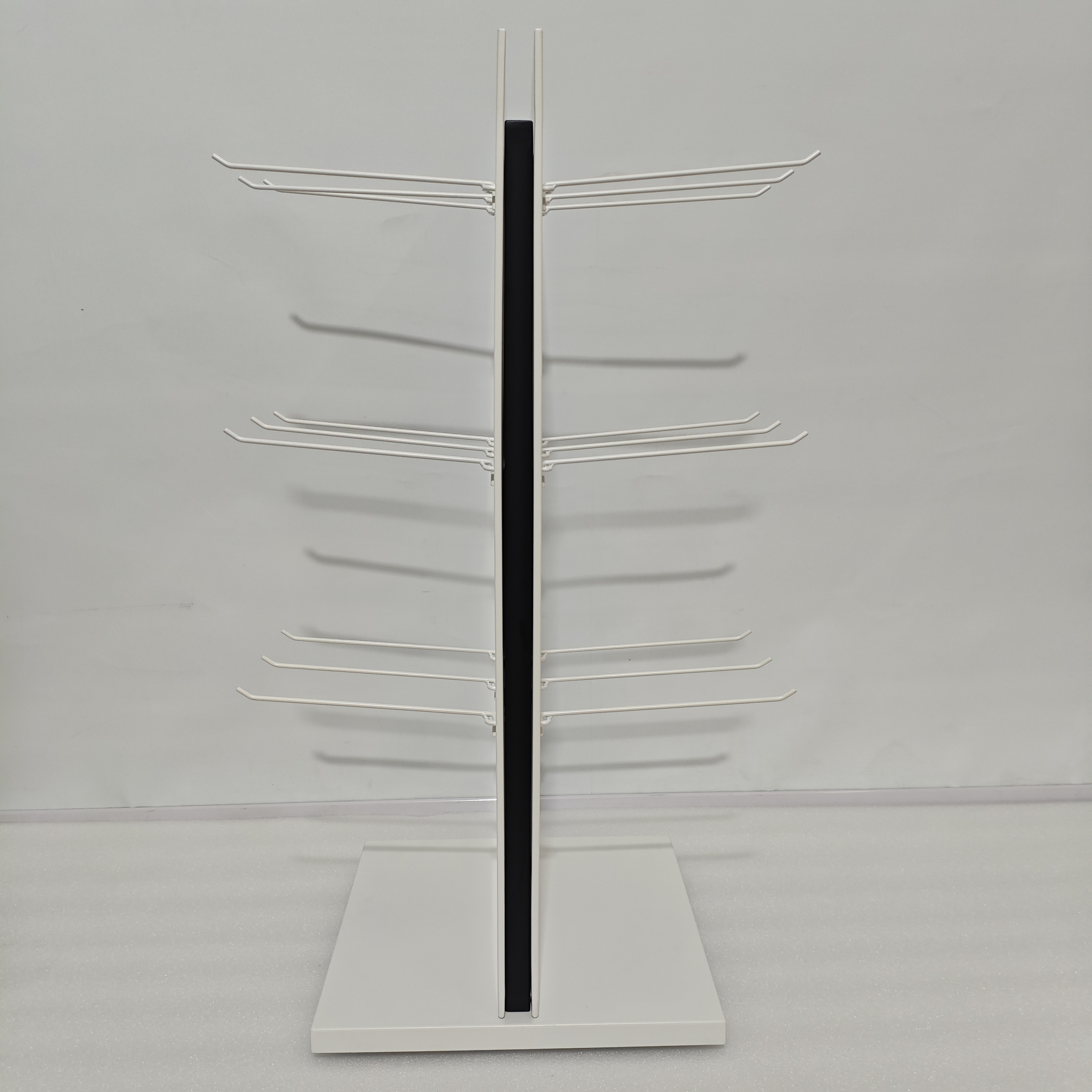Metal Peg Board Floor Standing Advertising Display Stand Double-side Detachable Racks with Long Hooks Castor for Retail Shops — view 6