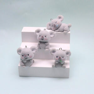 3D flocado Koala encanto colgante DIY collar pendientes llavero lindo Animal de peluche joyería hacer suministros Wanji - Product Image 3