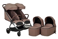 Poussette double premium côte à côte |   Conception auto-pliable et autoportante pour 2 bébés |   Certifié EN1888