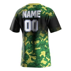Maillots de sport pour hommes à col rond Dry-Fit pour la musculation, sublimation usine, en tissu jersey vert style rugby - Product Image 4