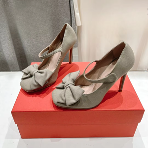 Ladies Elegant Bow Front Mary Jane <b>Heels</b> Comfortable Closed Toe Dress Footwear for Wedding Guest Office Party - Product Image 1
