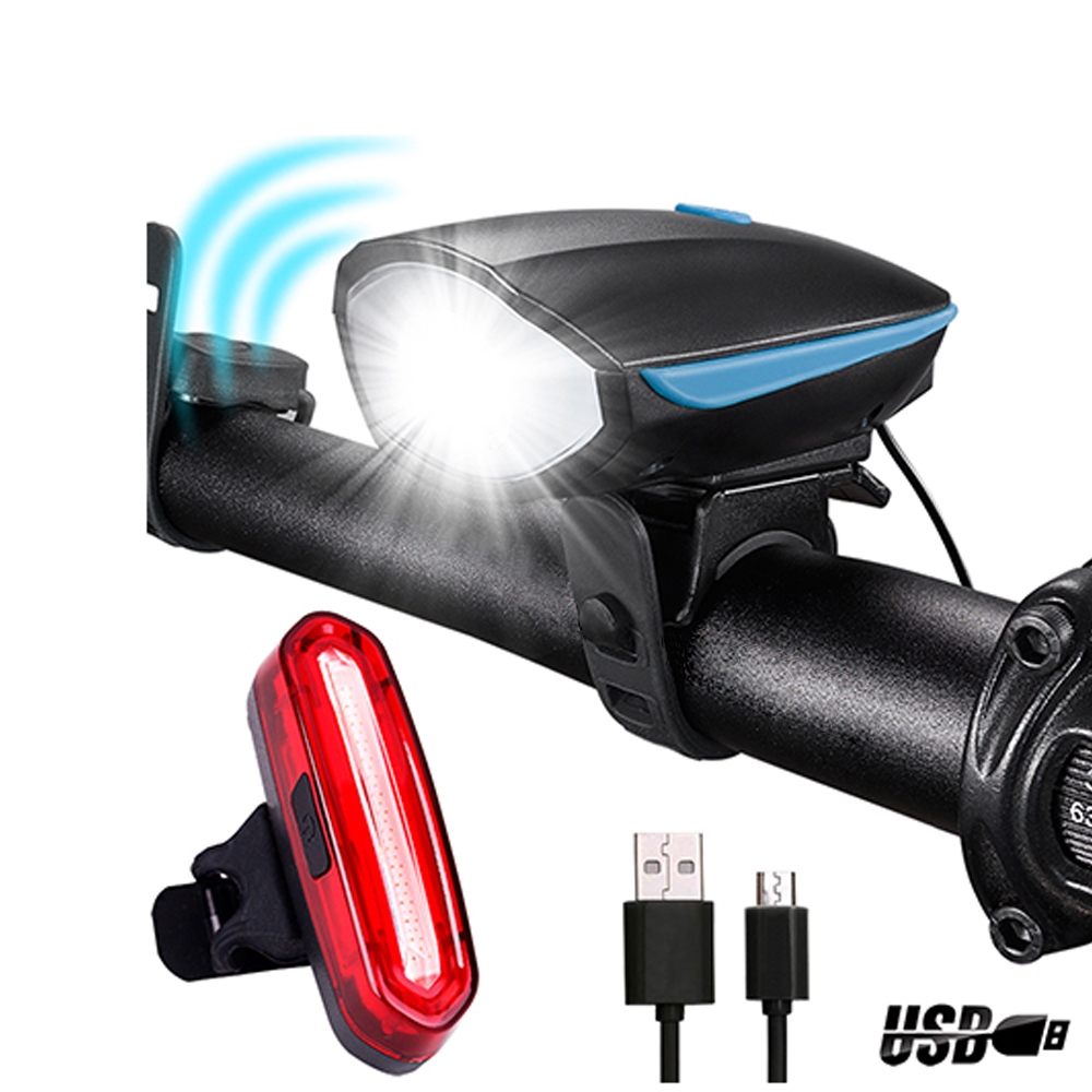 Светодиодный велосипедный фонарь с громкоговорителем, аккумулятором и зарядкой от USB, велосипедный фонарь с громким звуком, велосипедный фонарь 500 люмен
