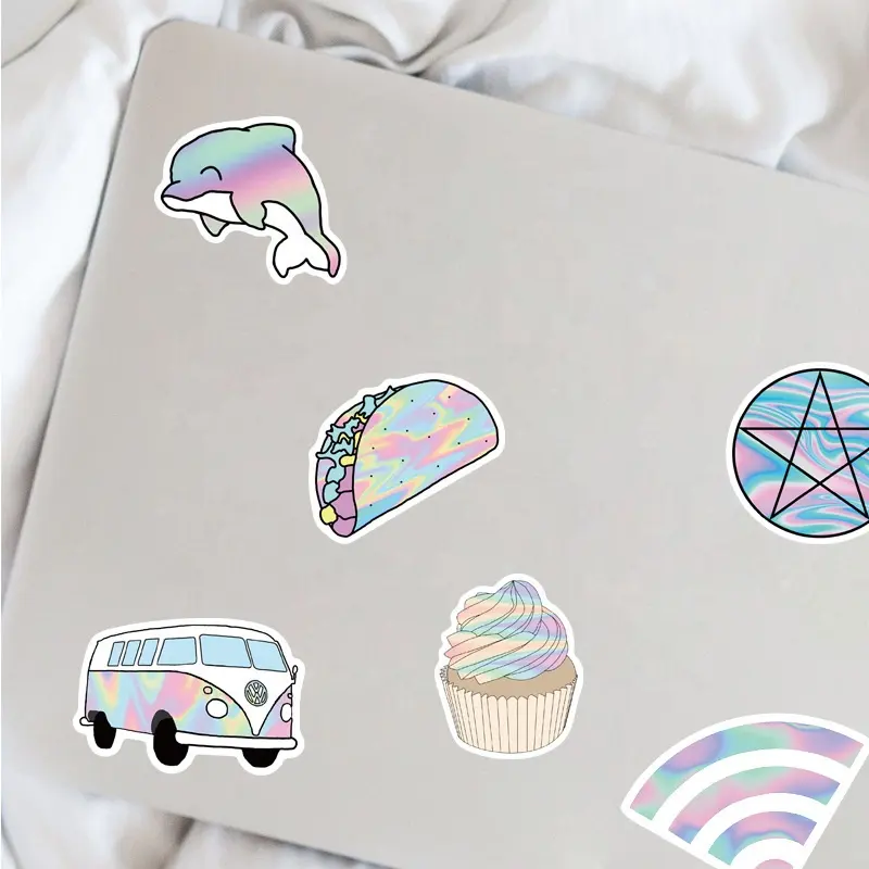 Effekt holographischer und hologrammartikel-aufkleber-drucker wasserdichter karton vinyl-aufkleber für laptop regenbogen-klebestifter