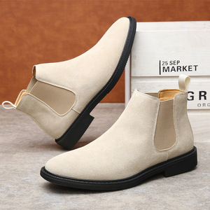 Botas Chelsea Estilo Británico para Hombre, Parte Superior de Cuero Genuino, Forro de Cuero Sintético, Suela de Goma de Cilindro Medio, Invierno - Product Image 4