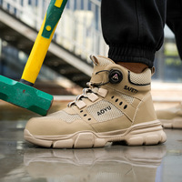 Chaussures de sécurité montantes pour hommes, édition été, anti-choc et anti-perforation, avec boucle rotative