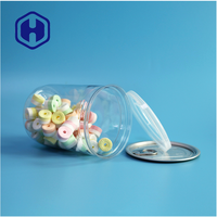 Boîte en plastique PET transparente de 500 ml (17 oz) pour supermarché, avec extrémité en aluminium facile à ouvrir, étanche, sans BPA, pour bonbons et en-cas