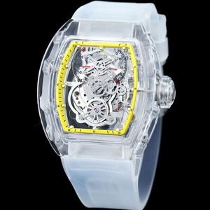 <b>Top</b> luxury and trendy transparent collection tourbillon power reserve rubber strap sapphire <b>crystal</b> men's mechanical watch - Product Image 5