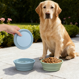 Mangkuk Lipat Silikon untuk Anjing dengan Logo Kustom, Mudah Dicuci, Mangkuk Anjing Lipat untuk Luar Ruangan, Mangkuk Anak Anjing yang Dapat Dilipat - Product Image 1