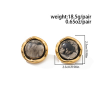 Boucles d'oreilles clous rondes en acier inoxydable avec pierres précieuses en résine multicolores pour femmes, accessoires tendance en PVD 18K, bijoux de mode pour l'oreille