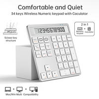 Clavier Calculatrice 2-en-1 Bluetooth 2.4G USB Sans Fil, Clavier Numérique pour Ordinateurs Portables et PC