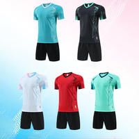 Maillot de football personnalisé en gros, respirant, à manches courtes, uniforme de football, logo personnalisé, kit de football d'équipe pour entraînement et matchs d'adultes