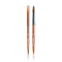 Pinceau à ongles en acrylique avec manche en métal doré rose brillant, taille 14 16 18, 100% Kolinsky, pour ongles en acrylique