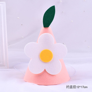 Cappello da festa in feltro di poliestere con piccoli fiori a margherita ispirati al design coreano, decorazione festiva per compleanno di bambini, accessori fotografici per il primo compleanno - Product Image 4