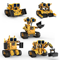Juego de Bloques de Construcción de Vehículos de Ingeniería Versátiles con Control Remoto 5 en 1, Juguete de Bloques de Construcción de Vehículos de Ingeniería Programable STEM