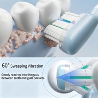 Cepillo de dientes sónico vibratorio, 60 °   Limpieza por oscilación, esterilización altamente efectiva, bloqueo portátil para viajes, cabezales de cepillo múltiples