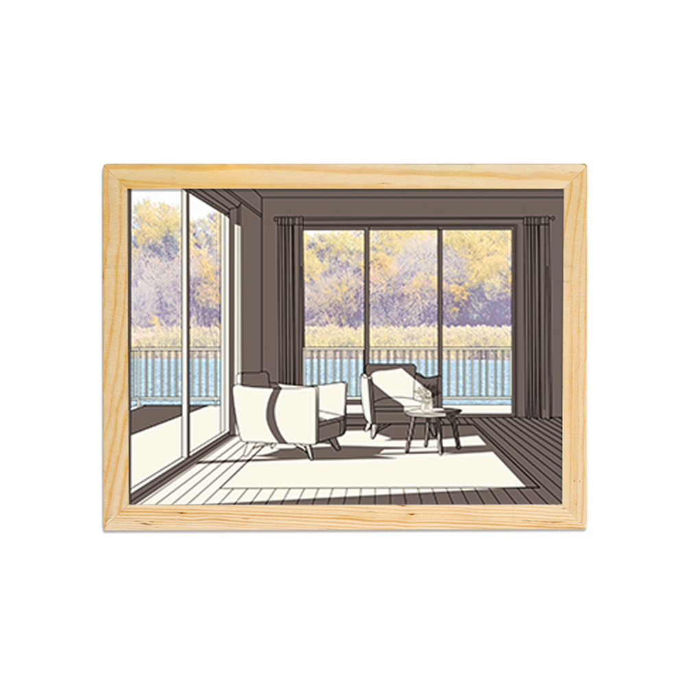 Домашний декор, Современная обрамленная освещенная стена, искусство, 3D дом, натюрморт, освещенный Солнечный свет, светодиодное произведение искусства